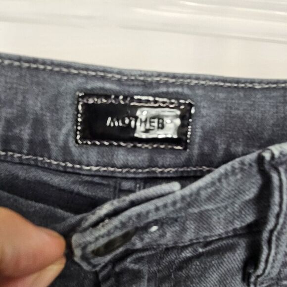 MOTHER The Insider Crop Step Fray Cropped Bootcut Jeans Train Stops Size 26 - Picture 7 of 14